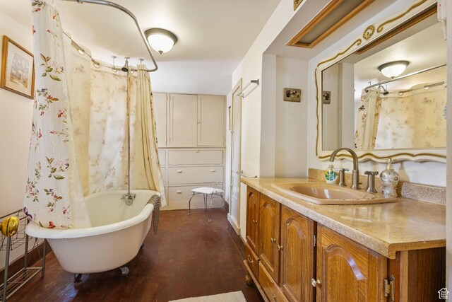 331 Beck St, Eureka, UT 84628 - full bath featuring vanity, baseboards, and a combined bath / shower with freestanding tub
