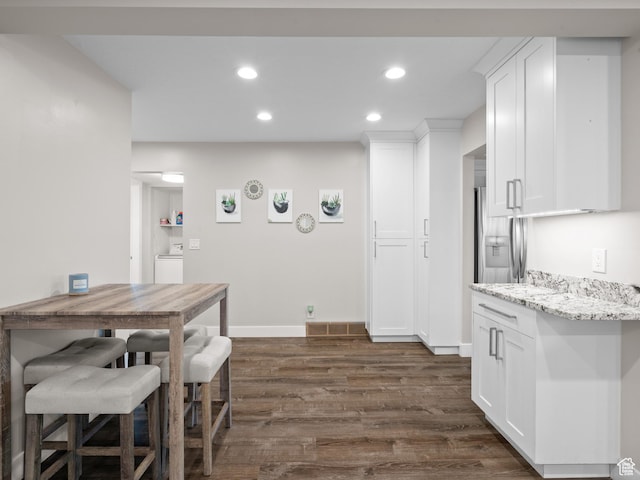 343 Peach Ln, Bountiful, UT 84010 - dining room featuring dark wood-type flooring, recessed lighting, washer / dryer, and baseboards