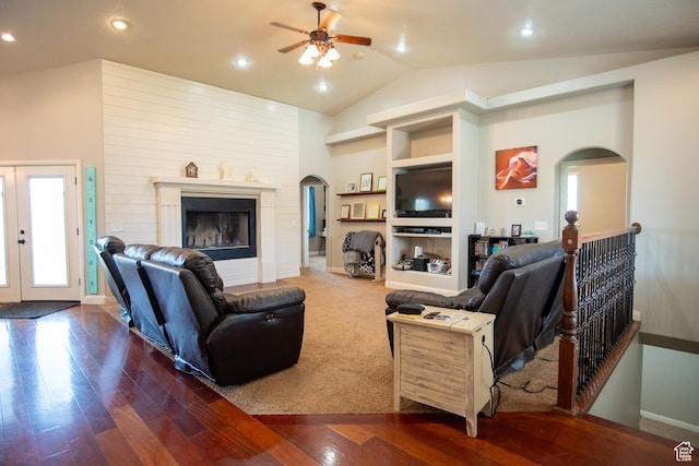 286 E 850 N, Richfield, UT 84701 - living room with arched walkways, a ceiling fan, lofted ceiling, healthy amount of natural light, and recessed lighting