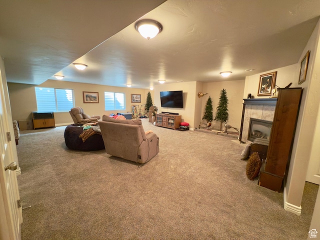 3322 N 750 E, Lehi, UT 84043 - living area featuring carpet flooring and a fireplace