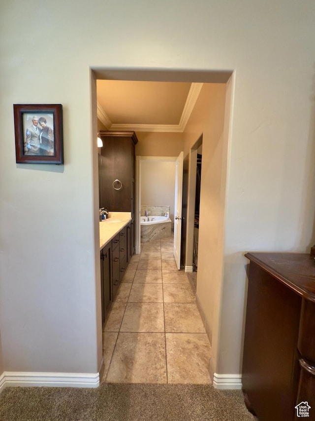 3322 N 750 E, Lehi, UT 84043 - hall with crown molding, a sink, and baseboards