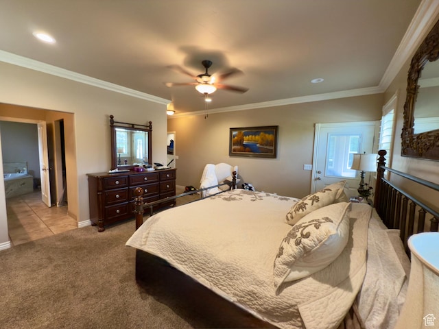 3322 N 750 E, Lehi, UT 84043 - carpeted bedroom featuring crown molding and a ceiling fan