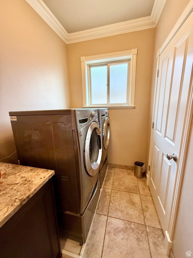 3322 N 750 E, Lehi, UT 84043 - washroom featuring ornamental molding, independent washer and dryer, and light stone finish flooring