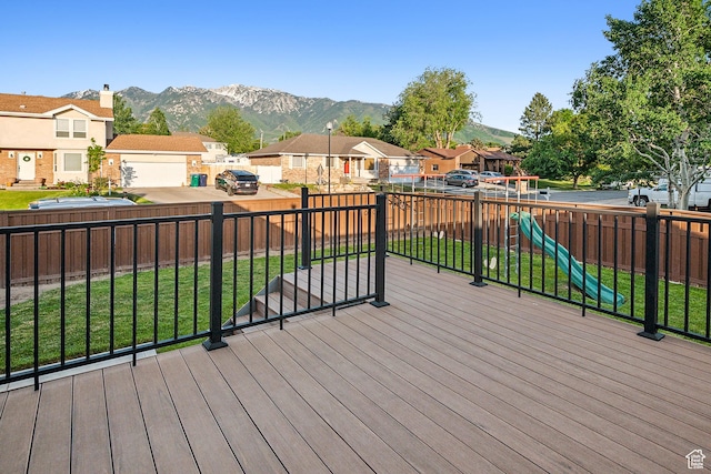 946 E 10715 S, Sandy, UT 84094 - wooden terrace featuring a residential view and a mountain view