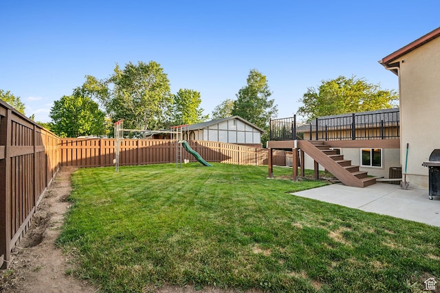 946 E 10715 S, Sandy, UT 84094 - view of yard featuring a playground, stairs, and a patio