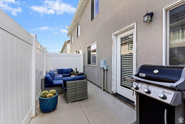 1064 W 2050 S, Syracuse, UT 84075 - fenced backyard featuring a patio, outdoor lounge area, and a grill