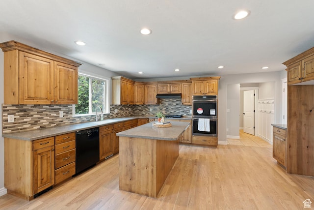2167 W 2200 S, Syracuse, UT 84075 - kitchen with dishwasher, double oven, decorative backsplash, under cabinet range hood, and light wood-style floors