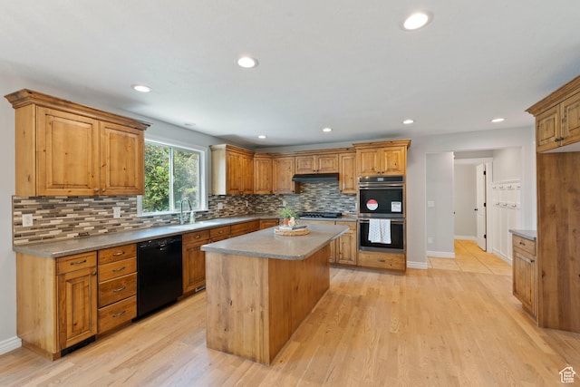 2167 W 2200 S, Syracuse, UT 84075 - kitchen with dishwasher, stainless steel double oven, a sink, decorative backsplash, and under cabinet range hood