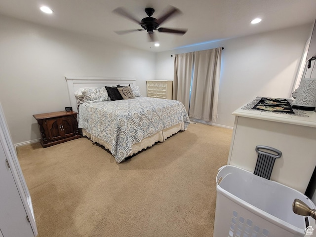 264 W 550 N, Santaquin, UT 84655 - bedroom featuring light colored carpet, recessed lighting, a ceiling fan, and baseboards