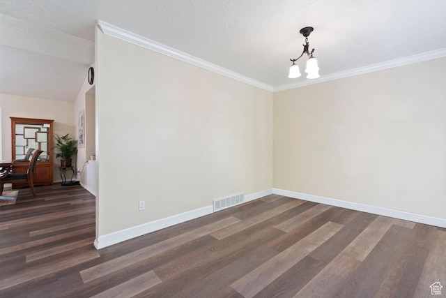536 W 650 N, American Fork, UT 84003 - unfurnished room featuring dark wood-style floors, baseboards, a chandelier, and crown molding
