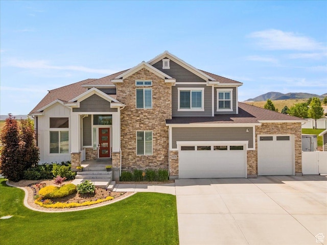 8176 S Chilwell Cv W, West Jordan, UT 84081 - craftsman-style house featuring stone siding, concrete driveway, board and batten siding, and an attached garage