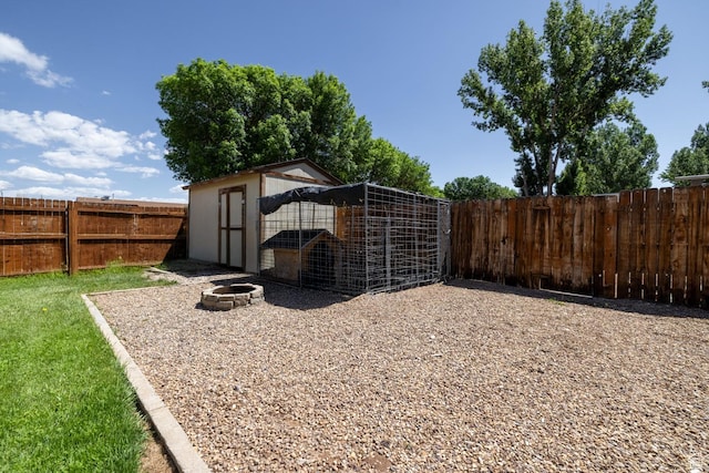 392 N 600 E, Roosevelt, UT 84066 - fenced backyard with an outbuilding, exterior structure, and a fire pit