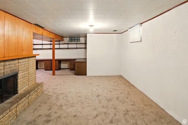 1130 W 1200 N, Provo, UT 84604 - below grade area with carpet, a fireplace, and wooden walls