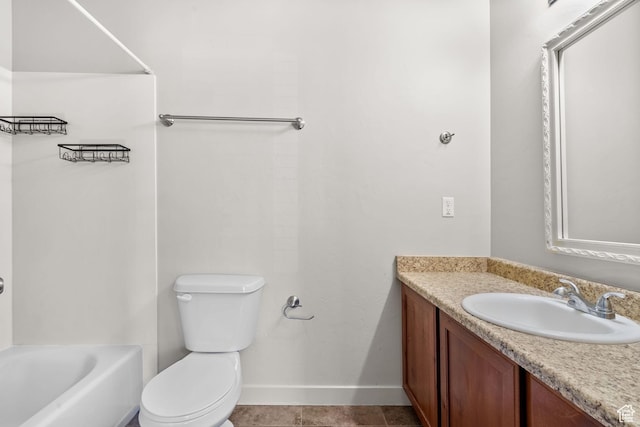 14391 S Oakfield Way, Herriman, UT 84096 - bathroom featuring vanity, toilet, baseboards, a bath, and a shower