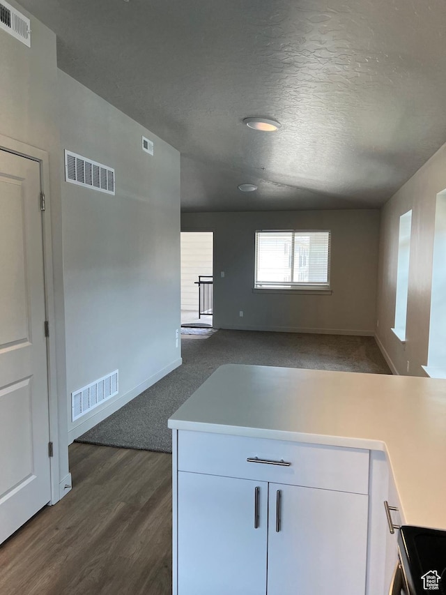 1140 W 950 N Unit C401, Orem, UT 84057 - kitchen featuring light countertops, white cabinets, baseboards, dark wood-style flooring, and a textured ceiling