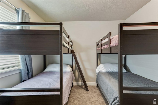 399 N 1325 W, Springville, UT 84663 - carpeted bedroom with baseboards, a textured ceiling, and lofted ceiling