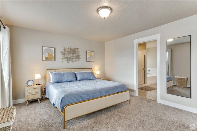 399 N 1325 W, Springville, UT 84663 - bedroom featuring carpet flooring, baseboards, a textured ceiling, and connected bathroom