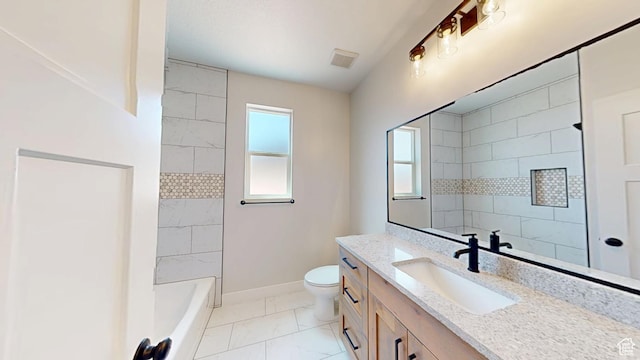 1151 S 4475 W, Cedar City, UT 84720 - full bathroom with baseboards, vanity, marble finish flooring, and toilet