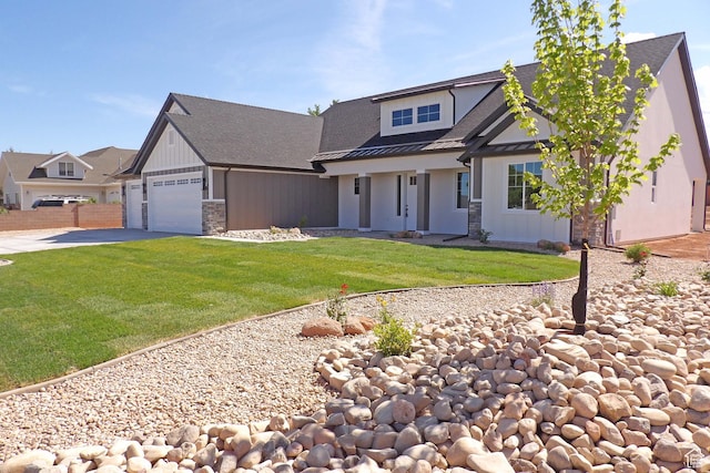 1151 S 4475 W, Cedar City, UT 84720 - craftsman inspired home with a standing seam roof, stone siding, metal roof, a garage, and driveway