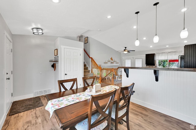 3926 W 5100 S, Roy, UT 84067 - dining room featuring ceiling fan, light wood-style floors, baseboards, and recessed lighting