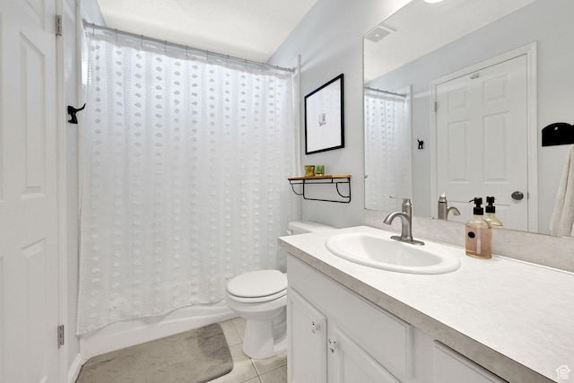 3926 W 5100 S, Roy, UT 84067 - bathroom with vanity, toilet, tile patterned flooring, and shower / bath combination with curtain
