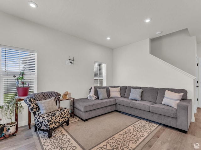 4423 E Longleaf Ln, Eagle Mountain, UT 84005 - living room with wood finished floors, recessed lighting, and baseboards