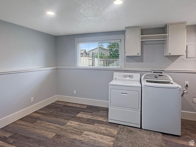 485 W Cottonwood Ln, Ferron, UT 84523 - laundry area with cabinet space, separate washer and dryer, baseboards, dark wood-type flooring, and recessed lighting