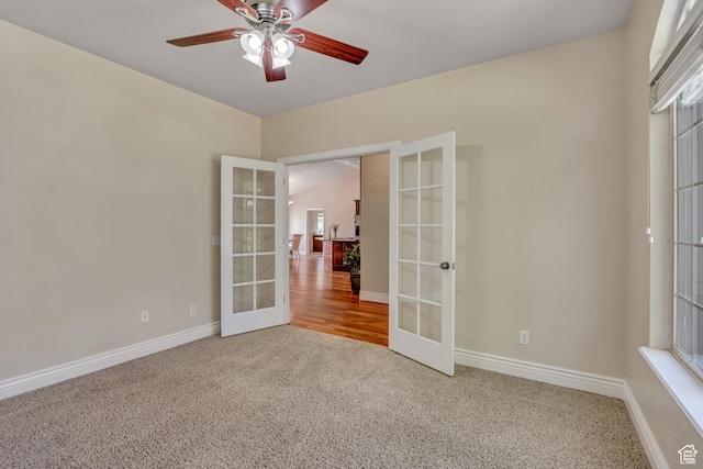 67 E Summer Pl S, Saratoga Springs, UT 84045 - carpeted spare room with french doors, a ceiling fan, and baseboards