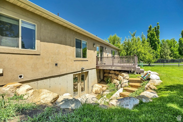 67 E Summer Pl S, Saratoga Springs, UT 84045 - view of yard featuring a deck and french doors