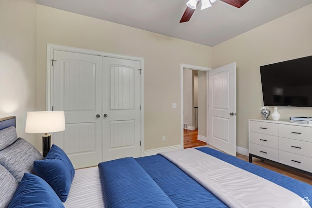 67 E Summer Pl S, Saratoga Springs, UT 84045 - bedroom with a closet, wood finished floors, ceiling fan, and baseboards
