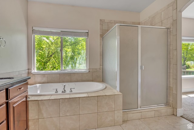 67 E Summer Pl S, Saratoga Springs, UT 84045 - bathroom featuring a stall shower, vanity, and plenty of natural light