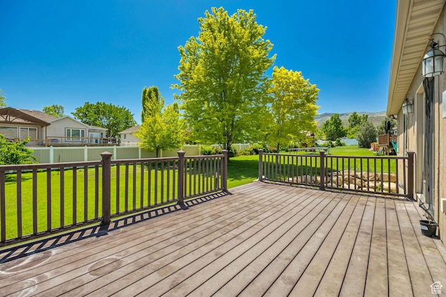 67 E Summer Pl S, Saratoga Springs, UT 84045 - wooden deck with a mountain view and a residential view