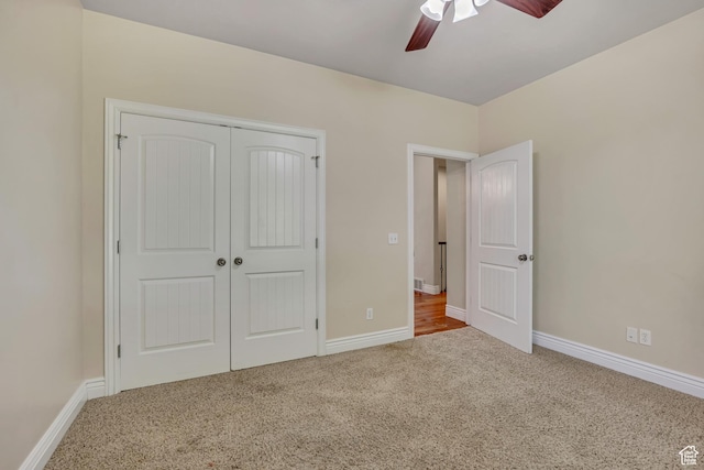 67 E Summer Pl S, Saratoga Springs, UT 84045 - unfurnished bedroom featuring carpet floors, baseboards, a closet, and a ceiling fan