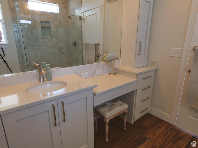 4817 W 50 S, West Point, UT 84015 - full bath with wood finished floors, a shower stall, and vanity