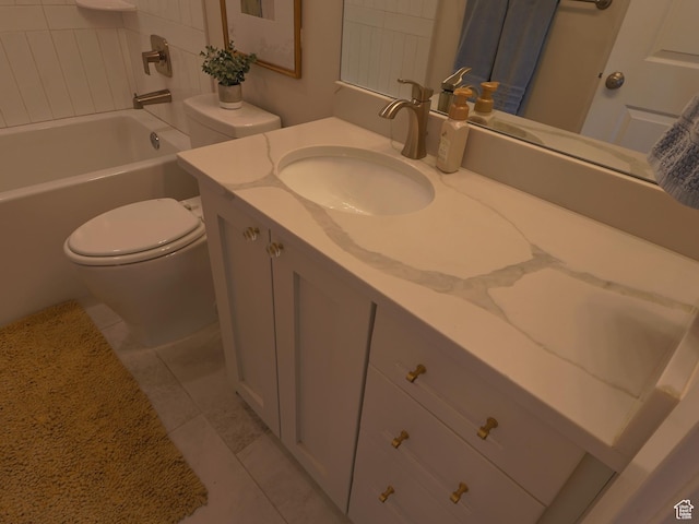 4817 W 50 S, West Point, UT 84015 - bathroom featuring toilet, vanity, tile patterned flooring, and shower / tub combination