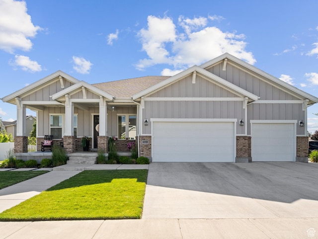 2393 N 300 E Unit 108, Lehi, UT 84043 - craftsman inspired home with an attached garage, brick siding, covered porch, and a front lawn