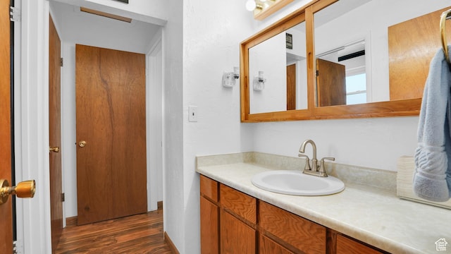 9162 S Pebble Glen Cir, Sandy, UT 84094 - bathroom featuring wood finished floors, vanity, and baseboards