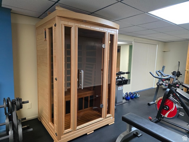 9162 S Pebble Glen Cir, Sandy, UT 84094 - exercise area with a paneled ceiling and baseboards