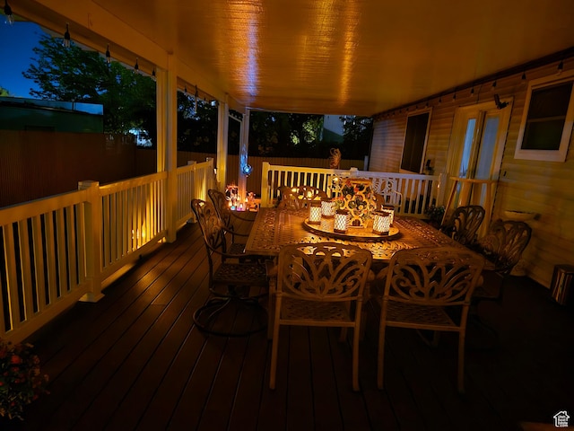 9162 S Pebble Glen Cir, Sandy, UT 84094 - deck at night with outdoor dining space