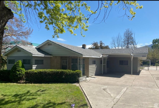 1530 N 2000 W, Farr West, UT 84404 - ranch-style home with concrete driveway, a front lawn, and an attached carport