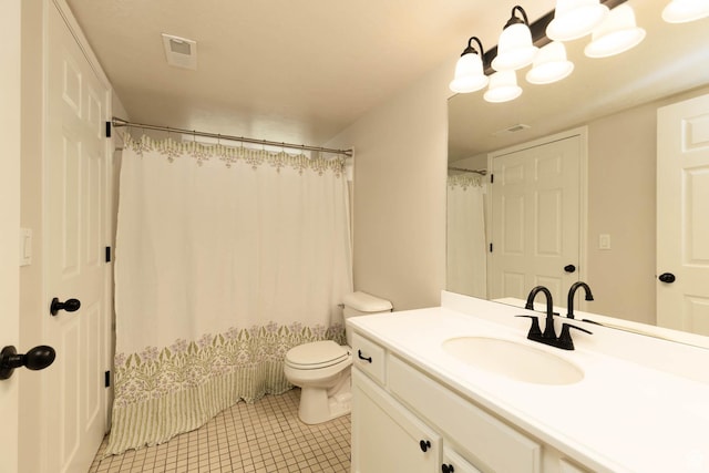 3760 S Carlisle Park Pl Unit 1, Salt Lake City, UT 84119 - bathroom with vanity, toilet, tile patterned flooring, and a shower with shower curtain