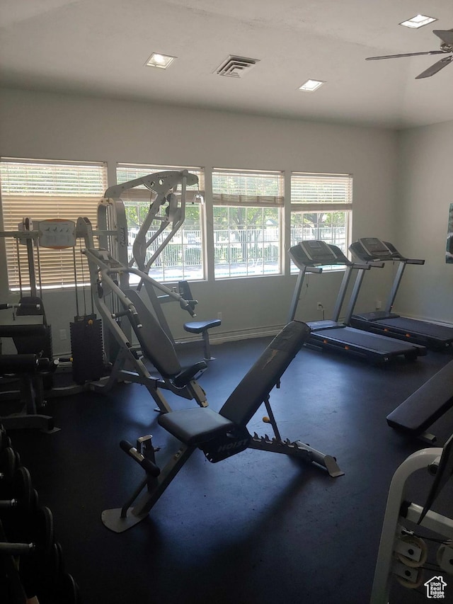3760 S Carlisle Park Pl Unit 1, Salt Lake City, UT 84119 - gym featuring a ceiling fan