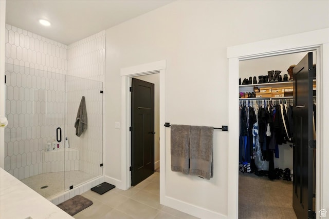 1335 S 1140 E, Heber City, UT 84032 - full bath with a shower stall, tile patterned floors, a walk in closet, and baseboards