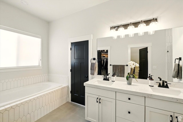 1335 S 1140 E, Heber City, UT 84032 - bathroom with double vanity, a bath, and tile patterned flooring