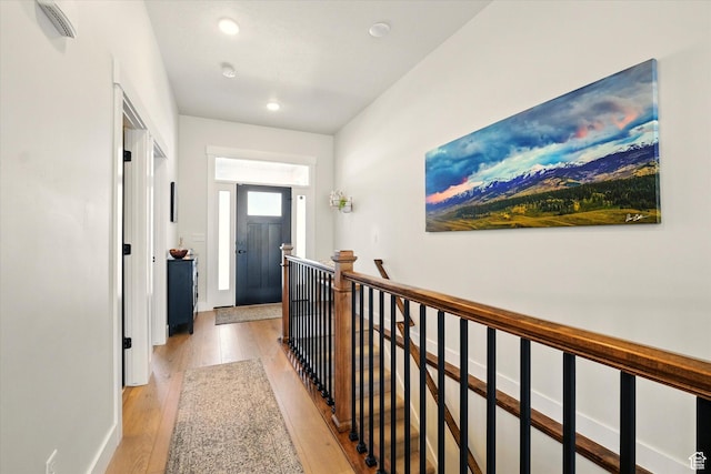 1335 S 1140 E, Heber City, UT 84032 - hallway featuring light wood-style floors, an upstairs landing, recessed lighting, and baseboards