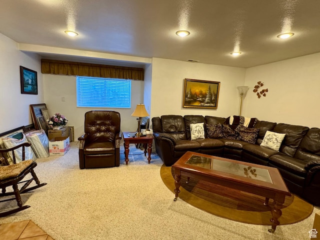 786 E Bristlecone Dr, Delta, UT 84624 - carpeted living area featuring recessed lighting and a textured ceiling