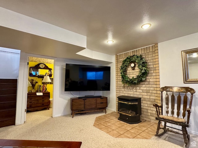 786 E Bristlecone Dr, Delta, UT 84624 - living area featuring carpet flooring, recessed lighting, a textured ceiling, and stairs