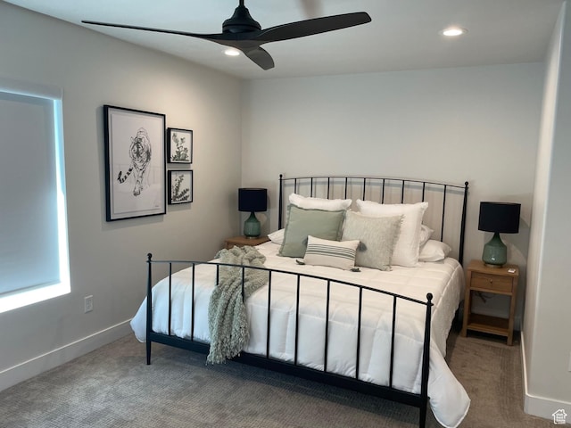 858 N Pinehurst Dr, Midway, UT 84049 - carpeted bedroom with baseboards, ceiling fan, and recessed lighting