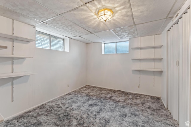 700 E Spruce Glen Rd, Murray, UT 84107 - basement with carpet, healthy amount of natural light, baseboards, and a drop ceiling