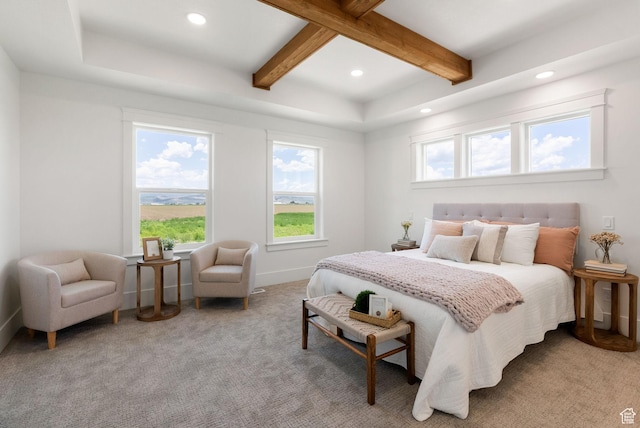 1120 S 800 W, Lewiston, UT 84320 - carpeted bedroom with beamed ceiling, recessed lighting, multiple windows, and baseboards
